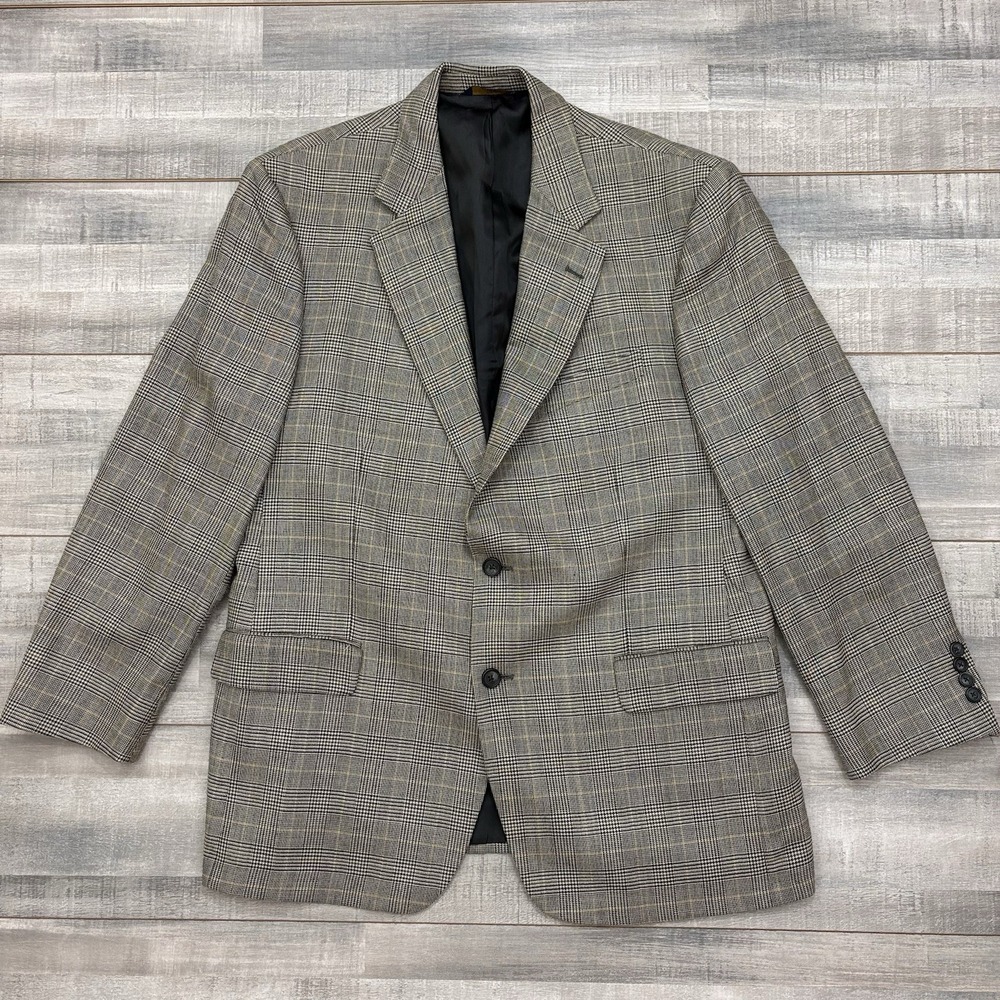 Brooks Brothers 346 Glen Plaid 2-Button Silk/ Wool Blazer Sport Coat, Men's 44R